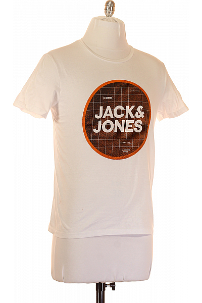 Pánské Tričko s Potiskem Bílé JACK & JONES Vel. M