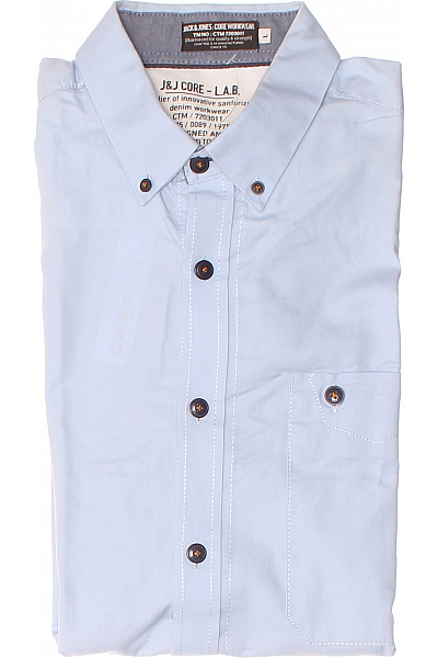 JACK & JONES Pánská Košile Jednobarevná Modrá Vel. L