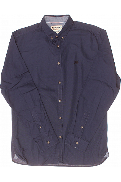 JACK & JONES Pánská Košile Jednobarevná Modrá Vel. L