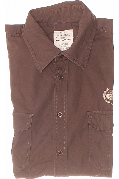 Pánská Košile Jednobarevná Hnědá TOM TAILOR Second Hand Vel. M