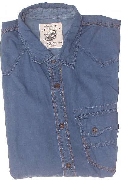 Pánská Košile Jednobarevná Modrá TOM TAILOR Second Hand Vel. XL
