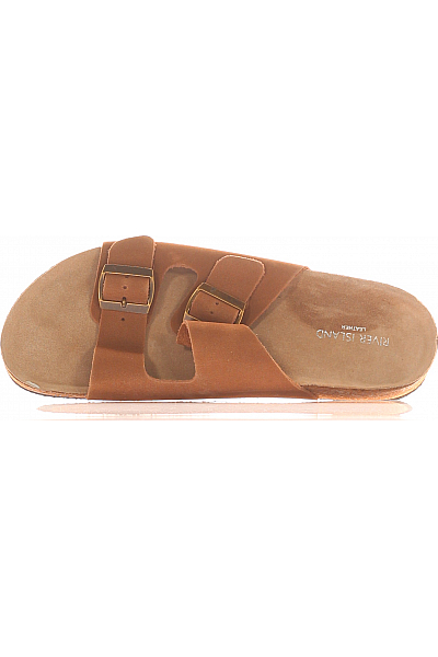 Pánské Pantofle Kožené Hnědé River Island Vel. 44