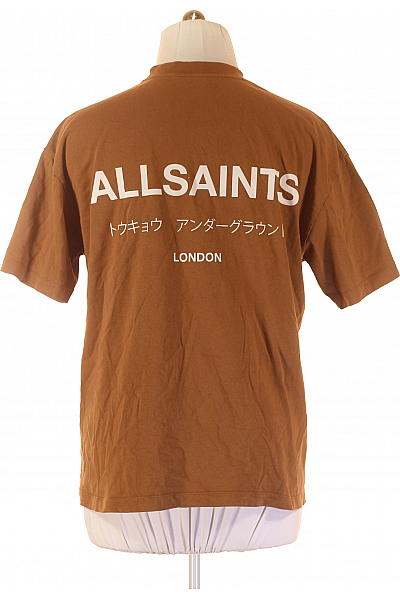 ALLSAINTS Jednoduché Pánské Tričko Hnědé Second hand Vel. M