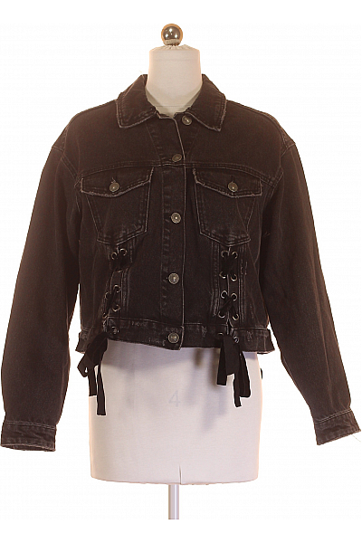 Džínová Dámská Bunda Černá Bershka Second Hand Vel. XS