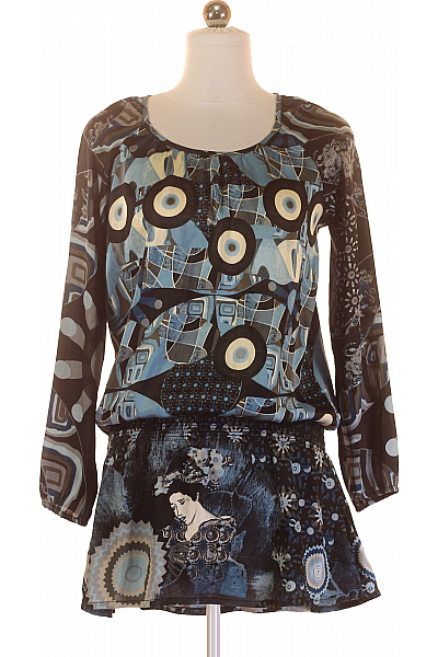 DESIGUAL Dámské Tričko S Potiskem Modré Second Hand Vel. S
