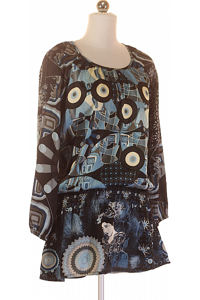 DESIGUAL Dámské Tričko s Potiskem Modré Second hand Vel. S