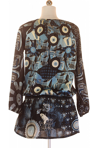 DESIGUAL Dámské Tričko s Potiskem Modré Second hand Vel. S