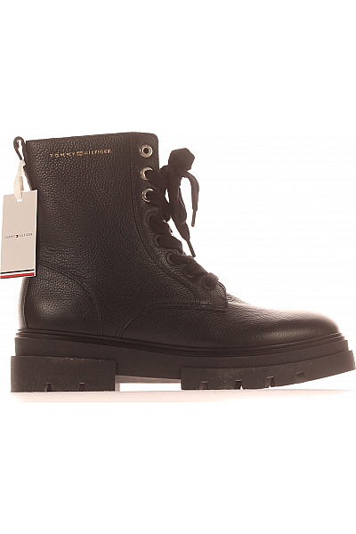 TOMMY HILFIGER Dámské Kotníkové Boty Kožené Černé Vel.  41