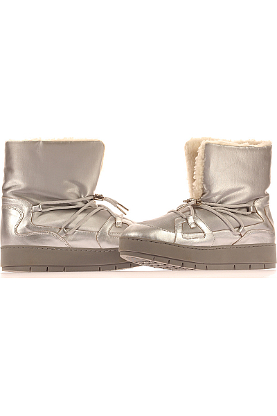 Dámské Sněhule Koženkové Stříbrné TOMMY HILFIGER Vel.  42