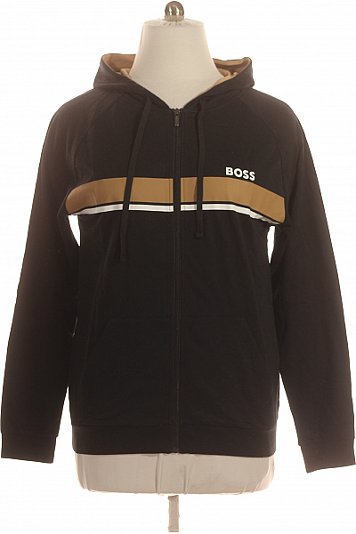 Pánská Mikina S Kapucí Na Zip Bavlněná Černá Hugo Boss
