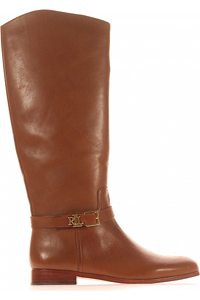 Dámské Kozačky Kožené Hnědé Ralph Lauren