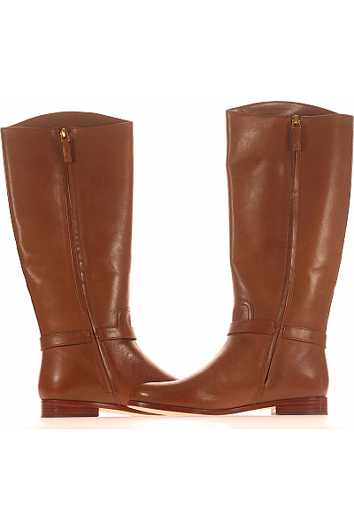 Dámské Kozačky Kožené Hnědé Ralph Lauren