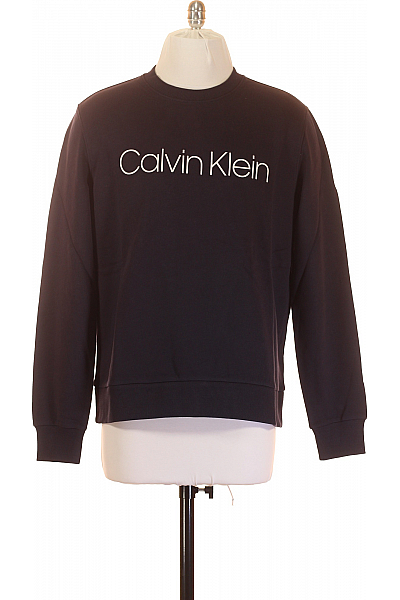 Pánská Mikina Bez Kapuce Zapínání Bavlněná Modrá Calvin Klein