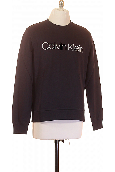 Pánská Mikina Bez Kapuce Zapínání Bavlněná Modrá Calvin Klein