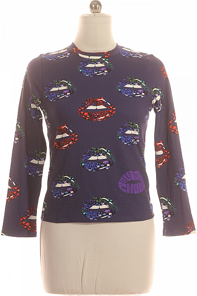 DESIGUAL Dámské Tričko S Potiskem Modré Outlet Vel. XL
