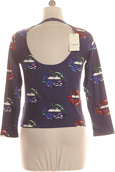 DESIGUAL Dámské Tričko s Potiskem Modré Outlet Vel. XL