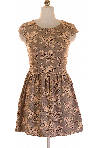 Topshop  Šaty S Květinovým Potiskem Béžové Second Hand Vel. 34