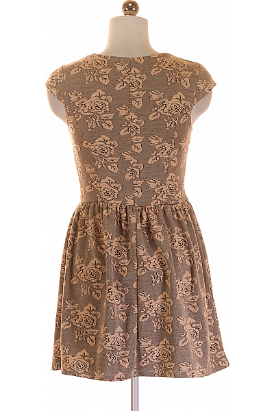 Topshop  Šaty s Květinovým Potiskem Béžové Second hand Vel. 34