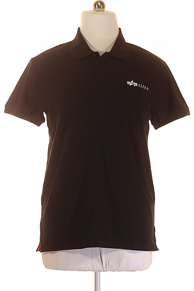 Pánské Tričko S Límečkem Černé Alpha Industries Vel. XL