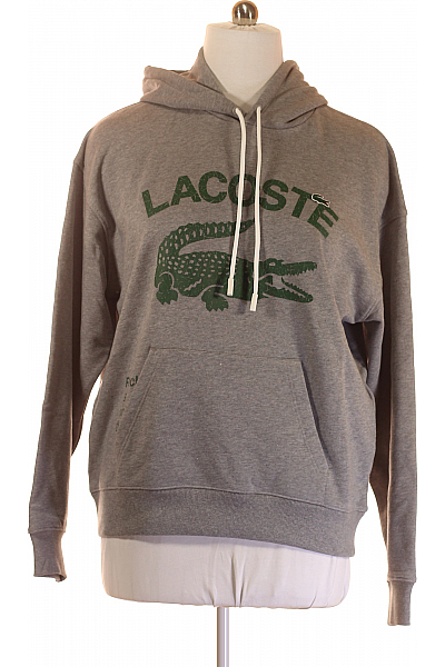 LACOSTE Pánská Mikina S Kapucí Bez Zapínání Bavlněná Šedá