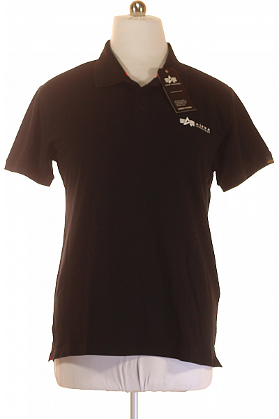 Pánské Tričko S Límečkem Černé Alpha Industries Vel. XL