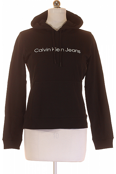 Dámská Mikina S Kapucí Bez Zapínání Bavlněná Černá Calvin Klein
