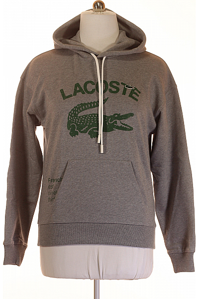 Pánská Mikina S Kapucí Bez Zapínání Bavlněná Šedá LACOSTE
