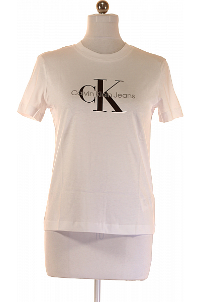 Calvin Klein Dámské Tričko s Potiskem Bavlněné Bílé