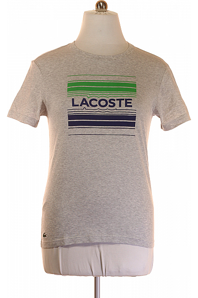 LACOSTE Pánské Tričko S Potiskem Šedé Outlet Vel.  M