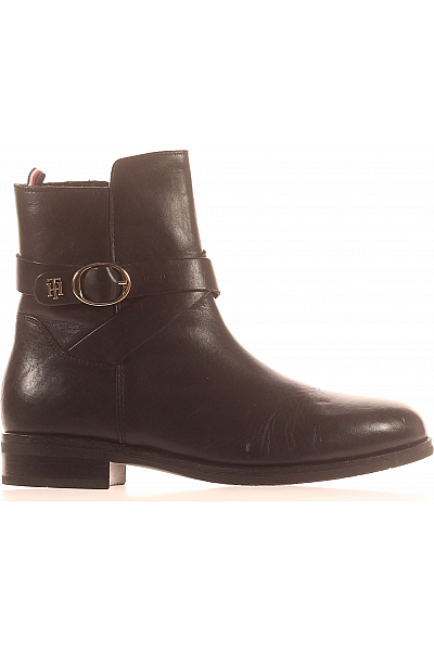 Dámské Boty Kožené Černé TOMMY HILFIGER Second hand Vel. 37