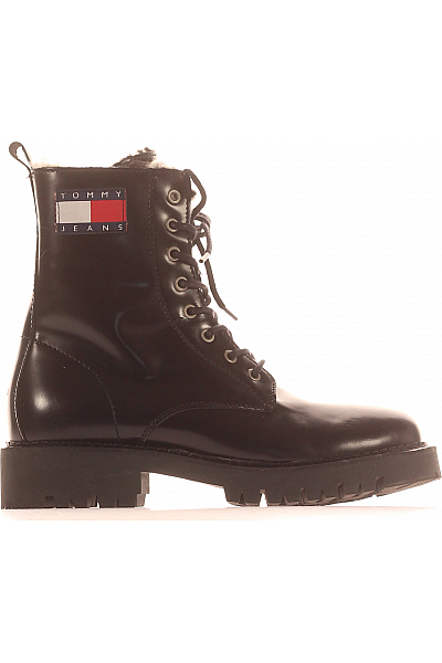 Dámské Kotníkové Boty Kožené Černé TOMMY HILFIGER Vel.  39