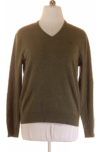 Pánský Pulovr Kašmírový Khaký Ralph Lauren Vel.  XL