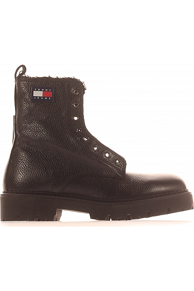 TOMMY HILFIGER Pánské Kotníkové Boty Kožené Černé Vel.  42