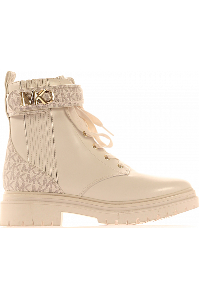 Dámské Kotníkové Boty Kožené Bílé MICHAEL KORS