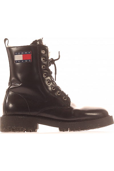 TOMMY HILFIGER Dámské Kotníkové Boty Kožené Černé Vel. 40