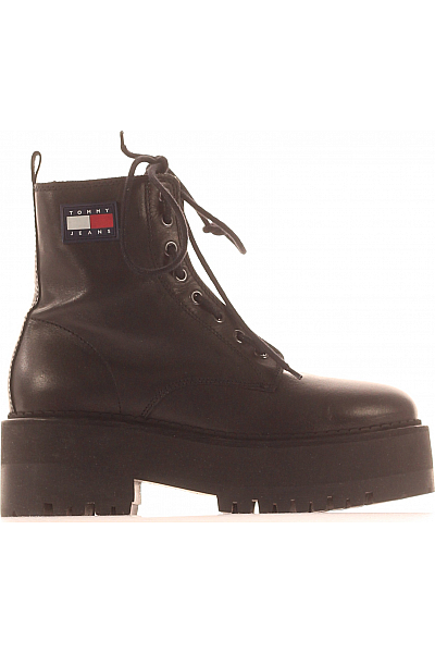 TOMMY HILFIGER Dámské Kotníkové Boty Kožené Černé Vel. 38