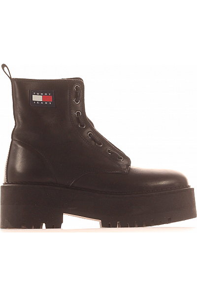 Dámské Boty Kožené Černé TOMMY HILFIGER Second hand Vel. 39