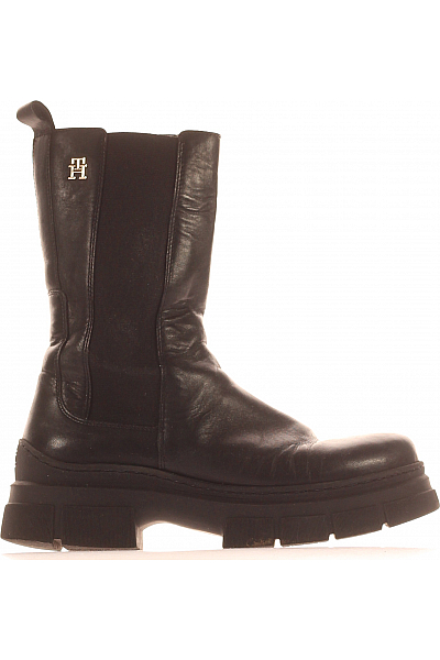 TOMMY HILFIGER Dámské Workery Kožené Černé Vel. 38