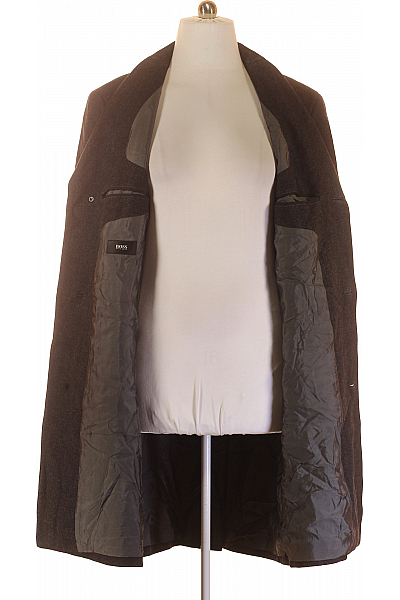 Pánský Kabát Vlněný Černý Hugo Boss Vel.  52