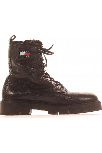 TOMMY HILFIGER Pánské Kotníkové Boty Kožené Černé Vel.  42