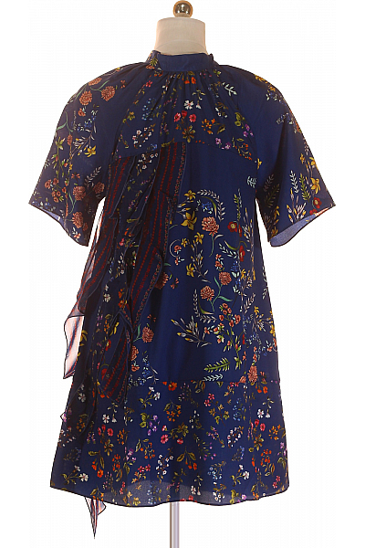  Šaty s Květinovým Potiskem Modré DESIGUAL Vel. 38