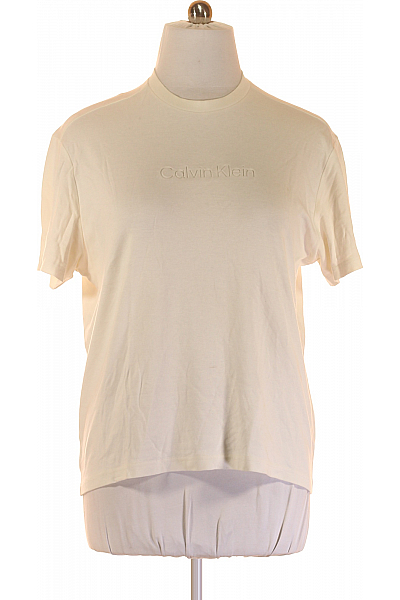 Calvin Klein Pánské Tričko Béžové Second hand Vel. L