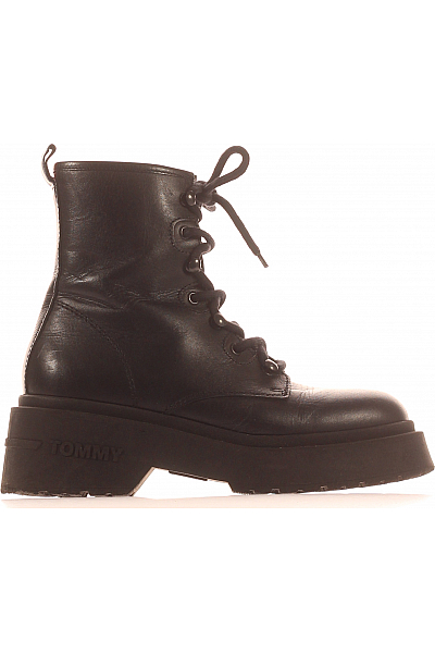TOMMY HILFIGER Dámské Workery Kožené Černé Vel.  38