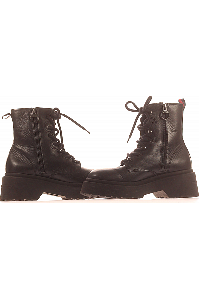 TOMMY HILFIGER Dámské Workery Kožené Černé Vel.  38