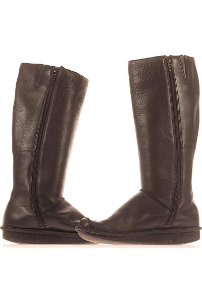 Clarks Dámské Kozačky Kožené Černé