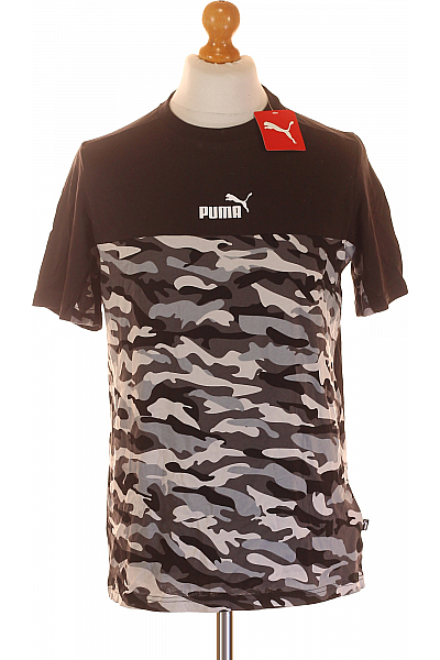 Pánské Tričko s Potiskem Černobílé Puma Vel. M
