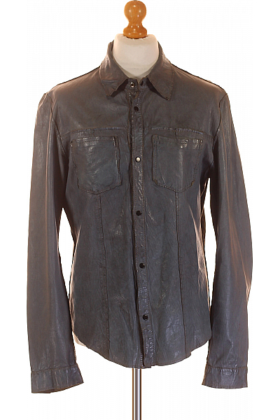 Pánská Bunda Kožená Šedá FREAKY NATION Vel. L