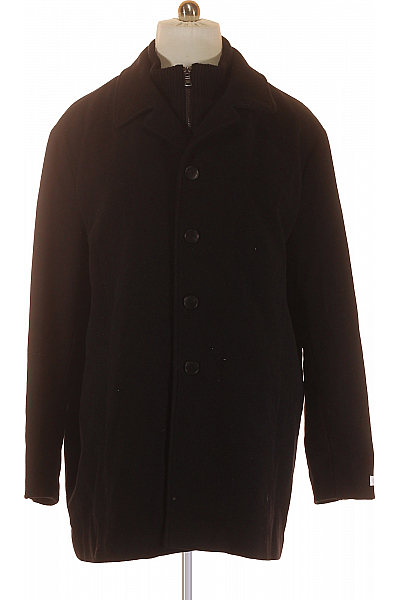 Calvin Klein Pánský Kabát Vlněný Černý Second Hand Vel. XXL