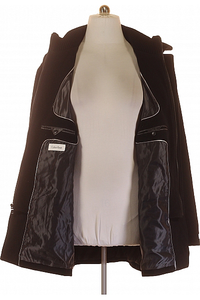 Calvin Klein Pánský Kabát Vlněný Černý Second hand Vel. XXL