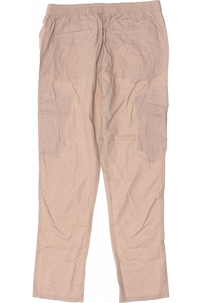 Pánské Kalhoty Kapsáče Lněné Béžové THREADBARE Vel. 50